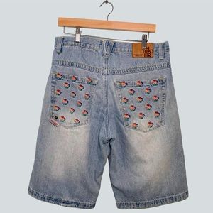 96 NORTH Denim Light Wash Distressed Embroidered